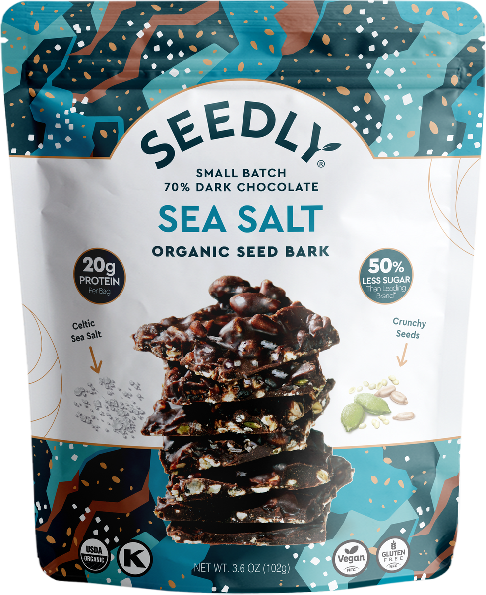 SEEDLY, Celtic Sea Salt, Dark Chocolate Bark, Organic Healthy Snack