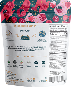 SEEDLY, Raspberry Bliss, Dark Chocolate Bark, 3.6 Oz.