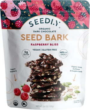 SEEDLY, Raspberry Bliss, Dark Chocolate Bark, 3.6 Oz.