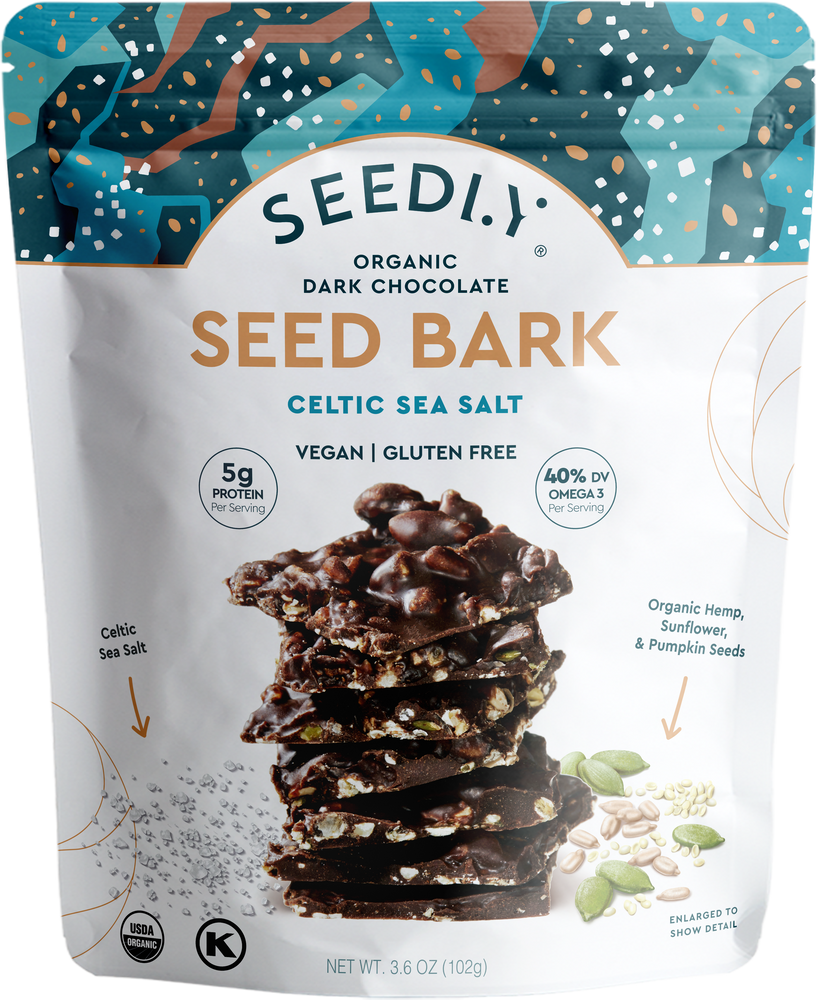 SEEDLY, Celtic Sea Salt, Dark Chocolate Bark, Organic Healthy Snack