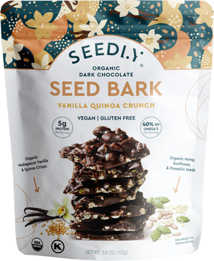 SEEDLY, Vanilla Quinoa Crunch, Dark Chocolate Bark, 3.6 Oz.